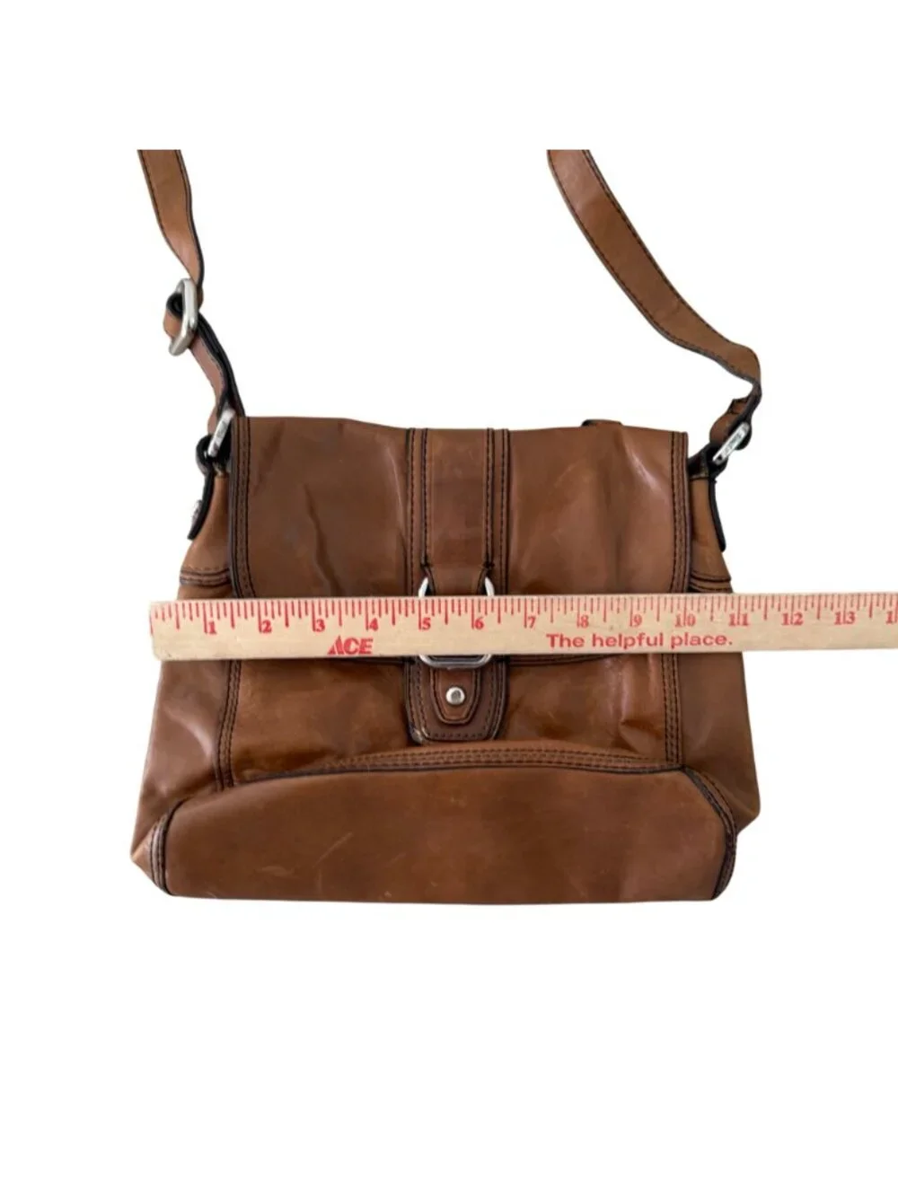 Fossil Brown Leather Crossbody Bag Boho Western